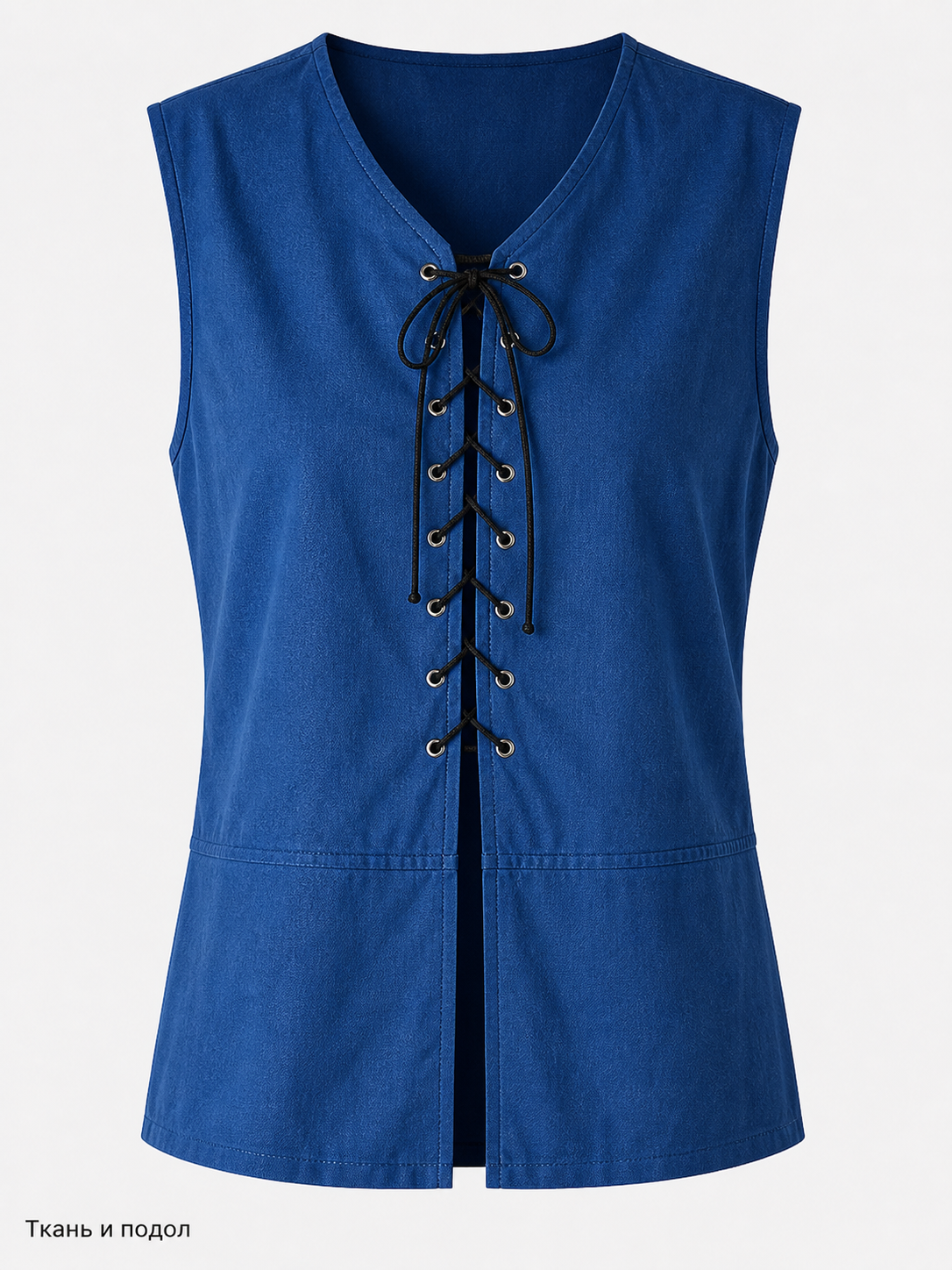Lace-Up Corset Vest, Dark Blue, with a V-Neck