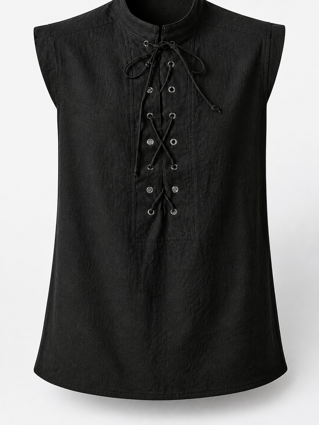 Gothic Lace-Up Vest with Stand Collar