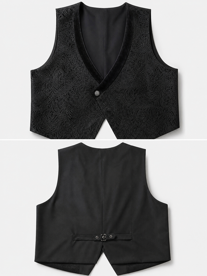 Black Jacquard Vest for Halloween