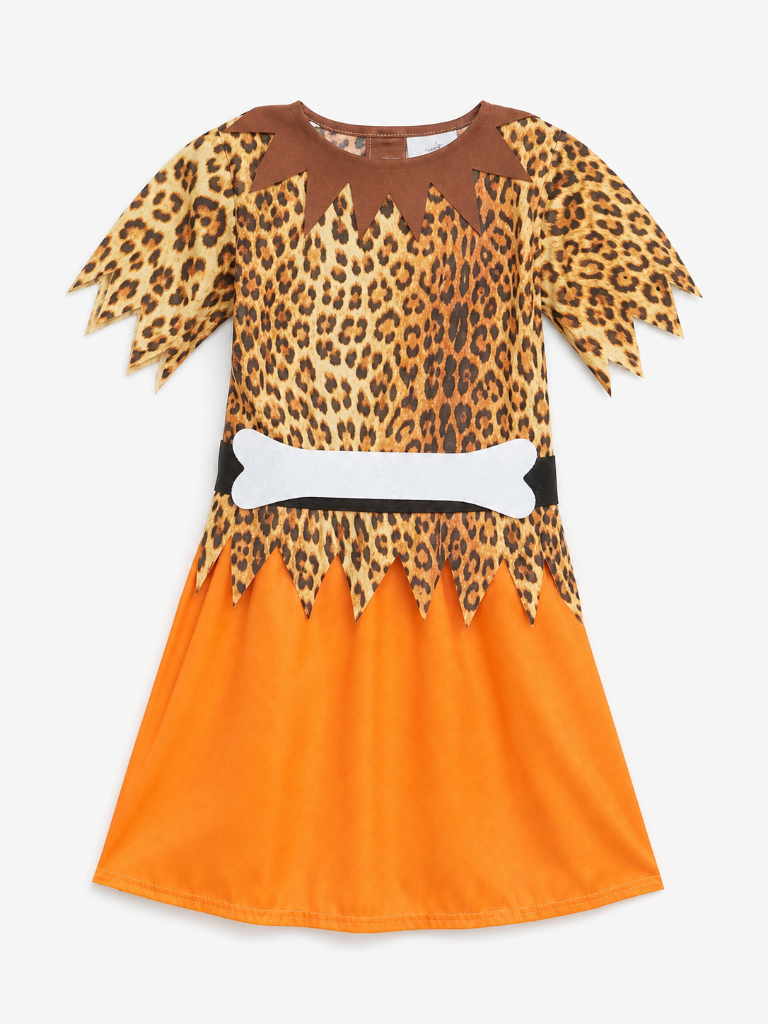 Kids' Caveperson Costume with Leopard-Print Top