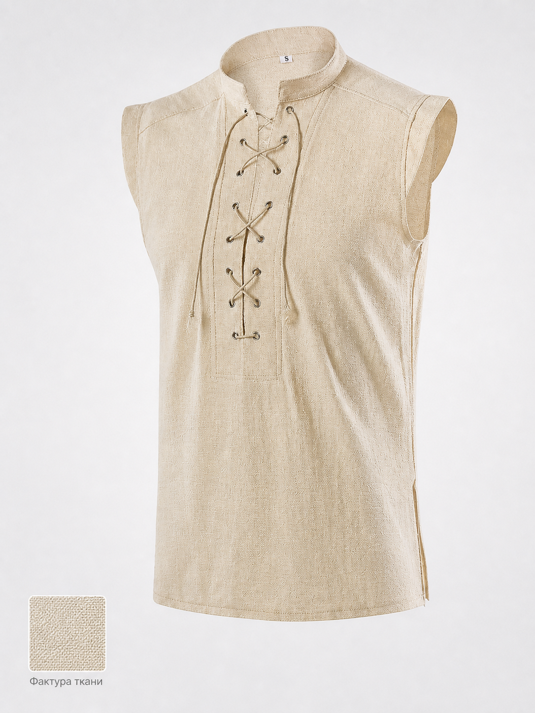 Lace-Up Vest with Stand Collar, Halloween