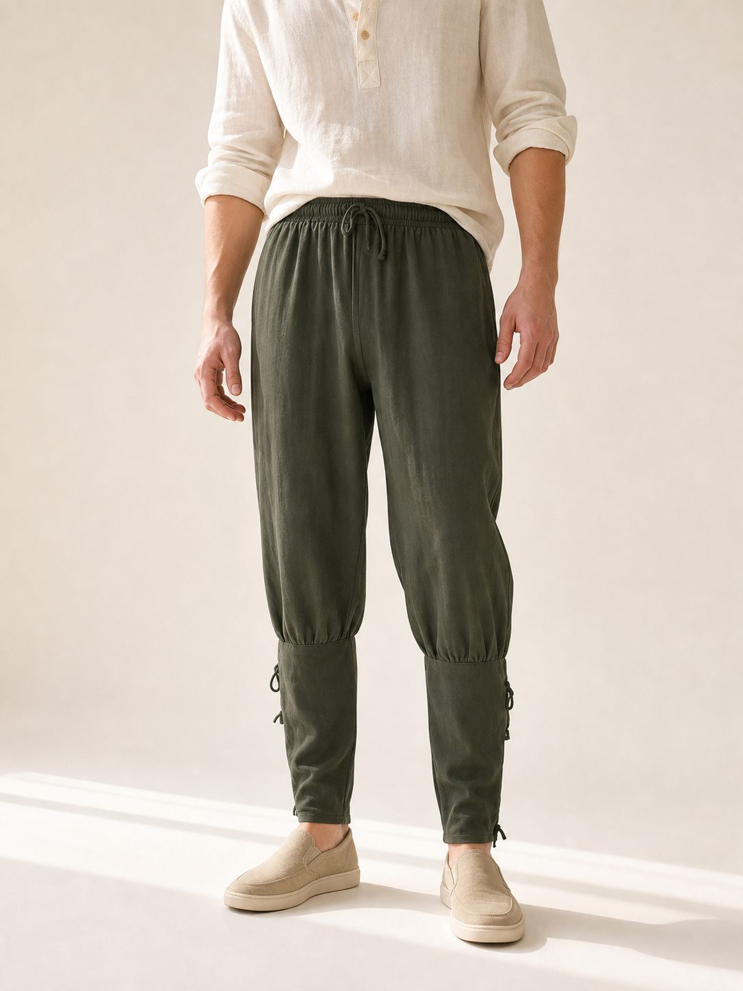 Relaxed-Fit Cargo Pants with Drawstring Cuffs