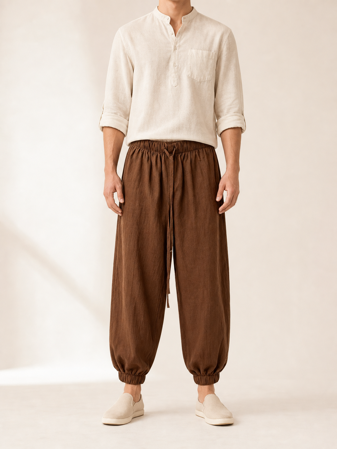 Men's brown cropped jogger pants
