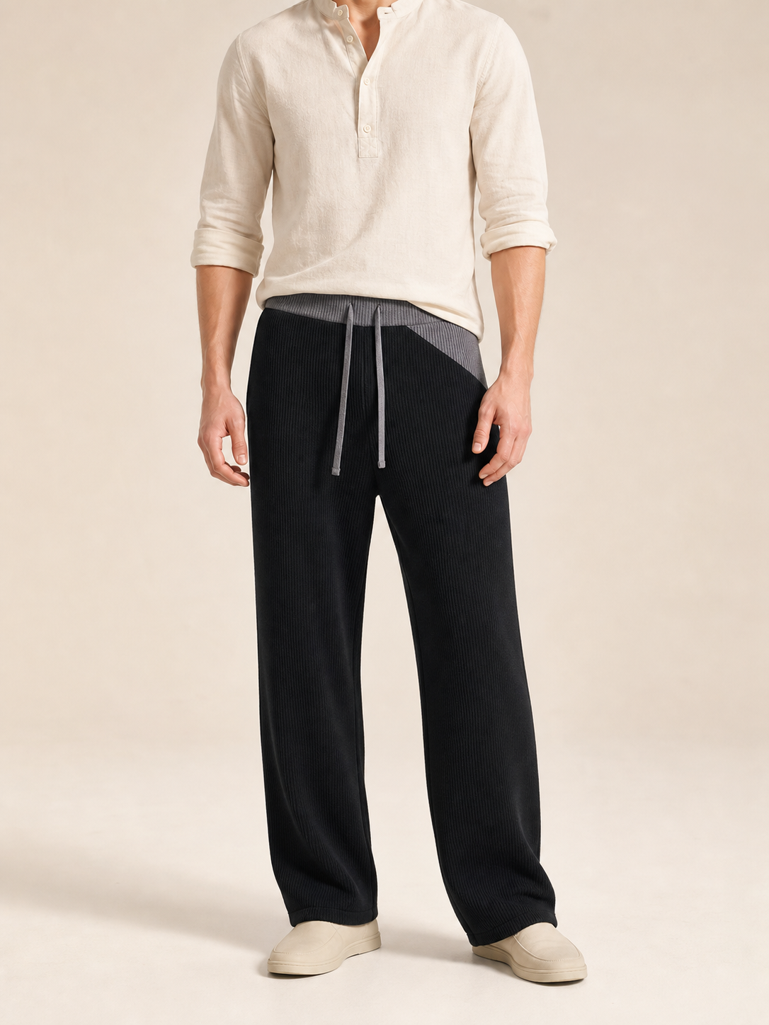 Layered long-sleeve top with contrast trim