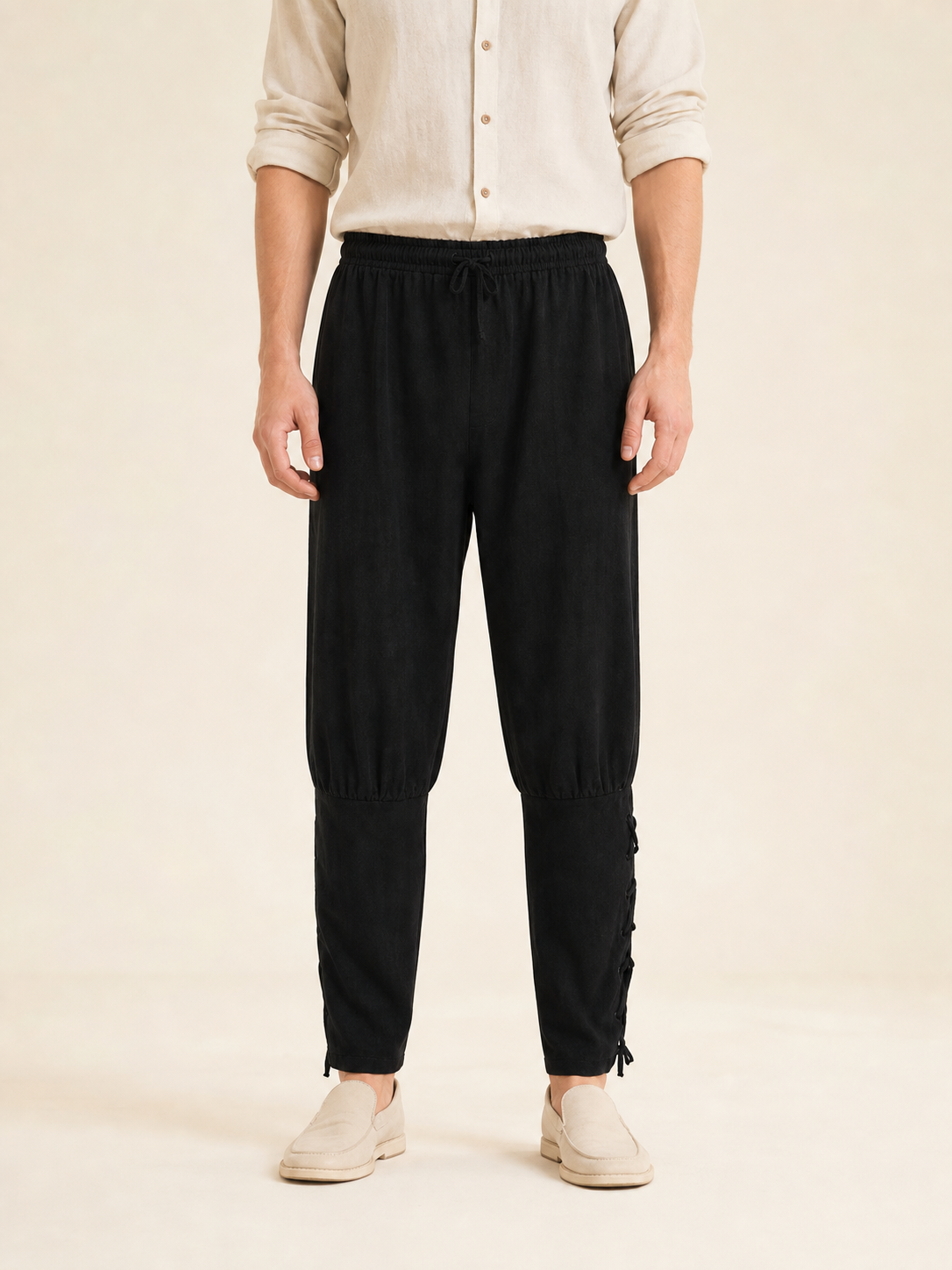 Black Pants for a Costume Look with Cuffs
