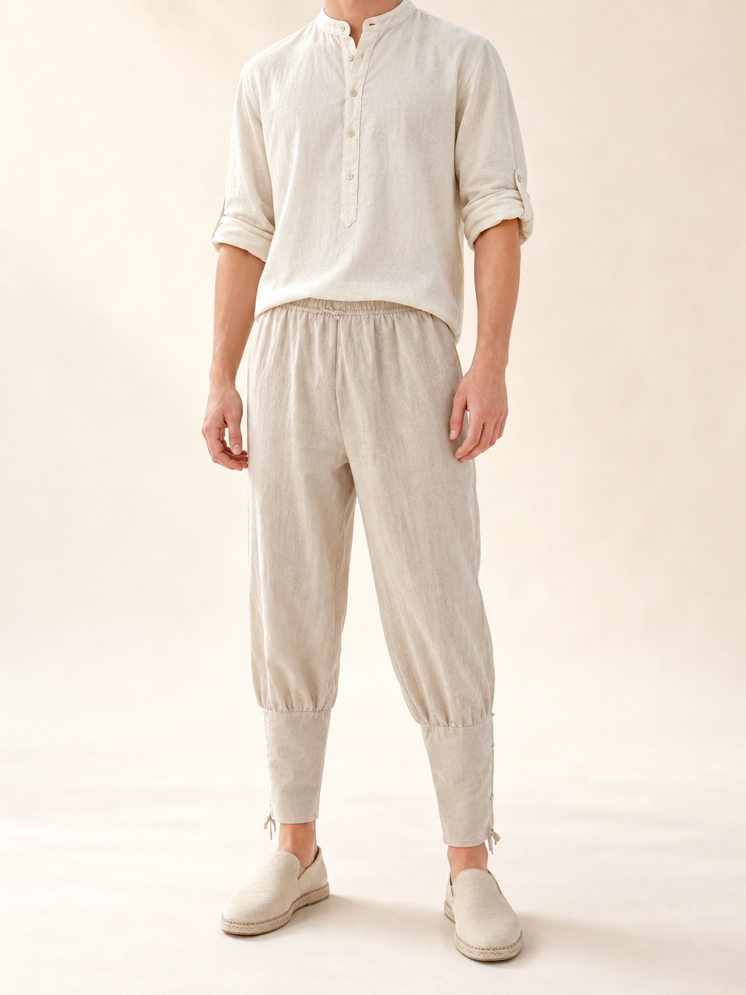 Men's loose-fit vampire pants with an elastic waistband