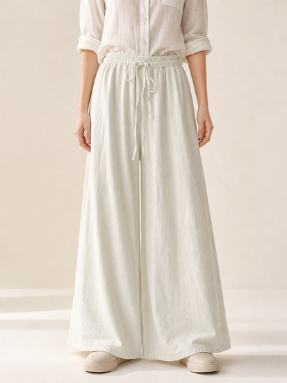 High-Waisted Wide-Leg Drawstring Pants