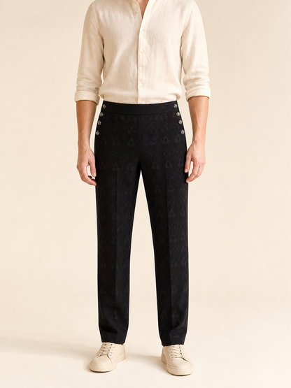 Straight-Leg Pants with Jacquard Pattern