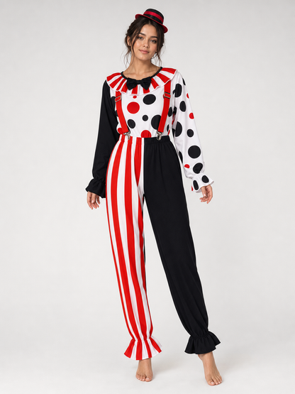 Clown Cosplay Costume with Hat and Suspenders