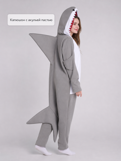 Adult Shark Jumpsuit Costume with Hood