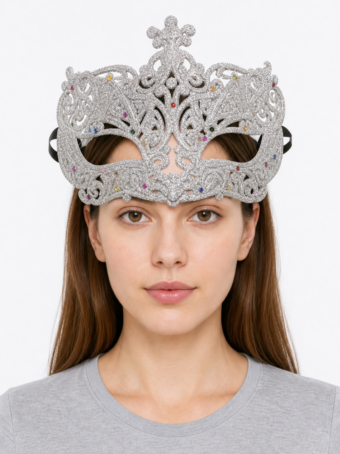Carnival eye mask with silver glitter