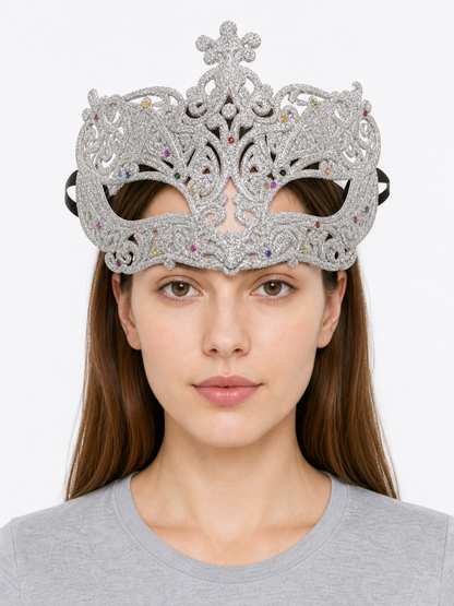 Carnival eye mask with silver glitter