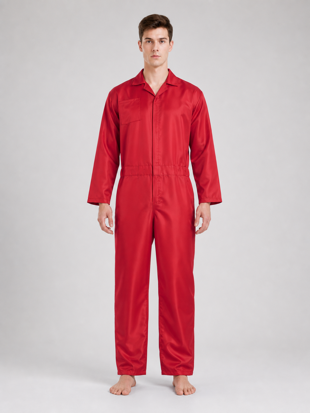 Red Miles Long-Sleeve Jumpsuit