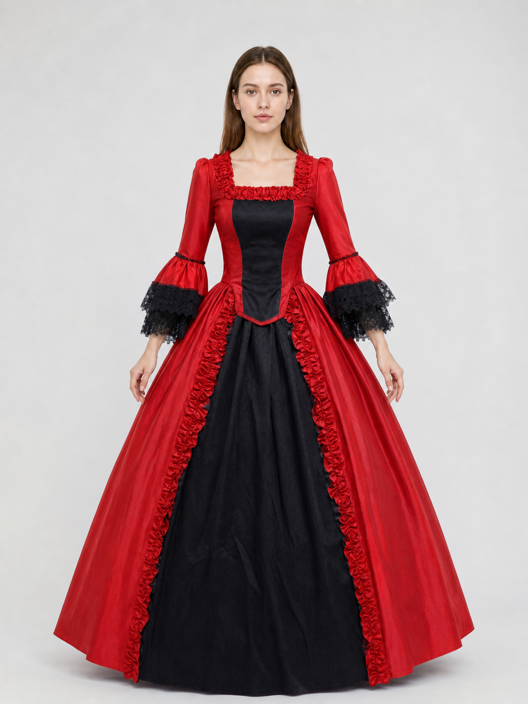 Gothic Lace Dress with Flared Sleeves