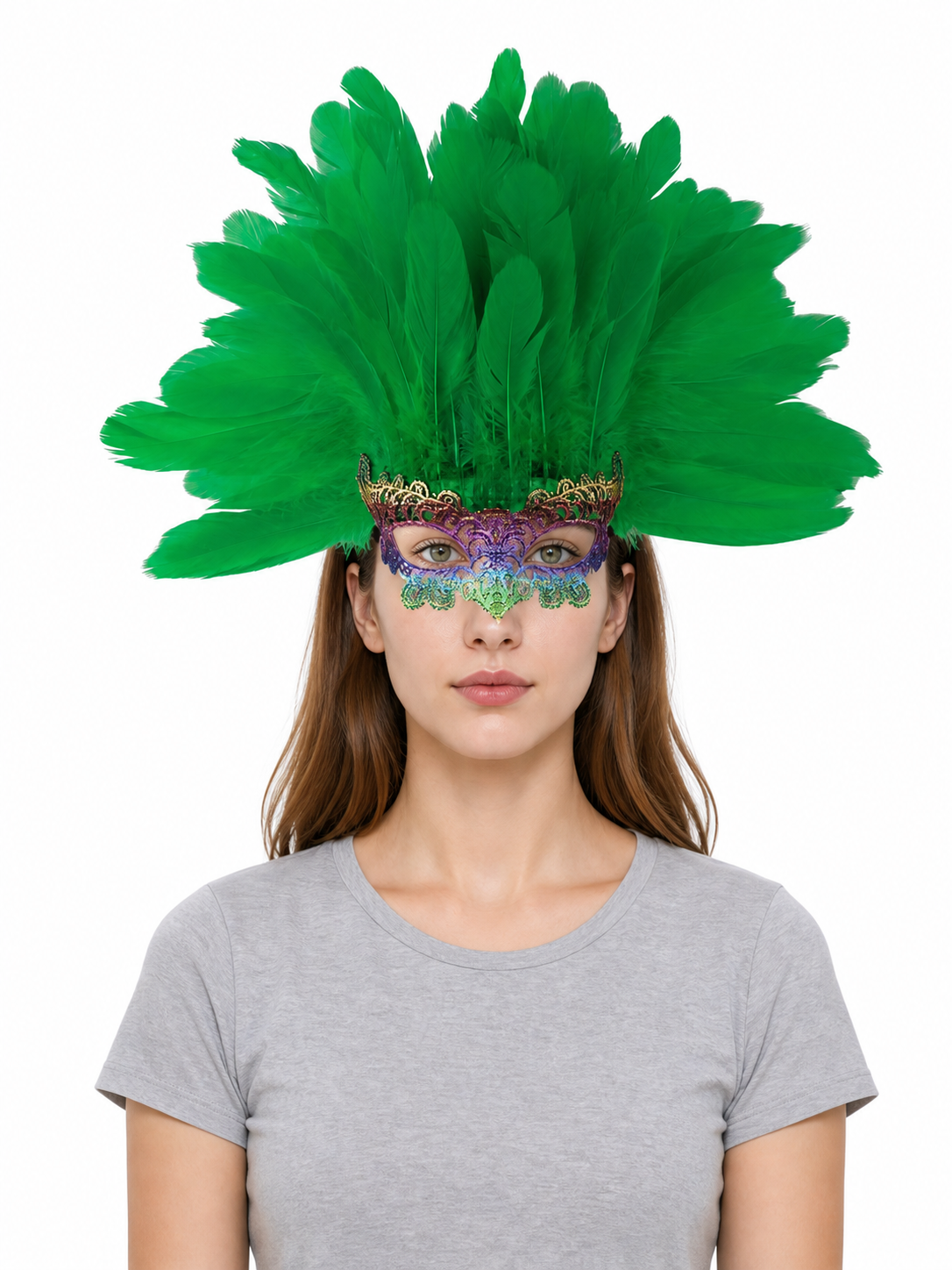 Carnival feather headdress with mask