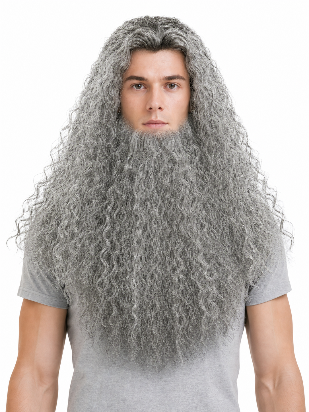Carnival Wig with Beard for a Wizard Costume