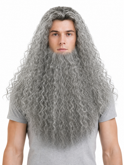 Carnival Wig with Beard for a Wizard Costume