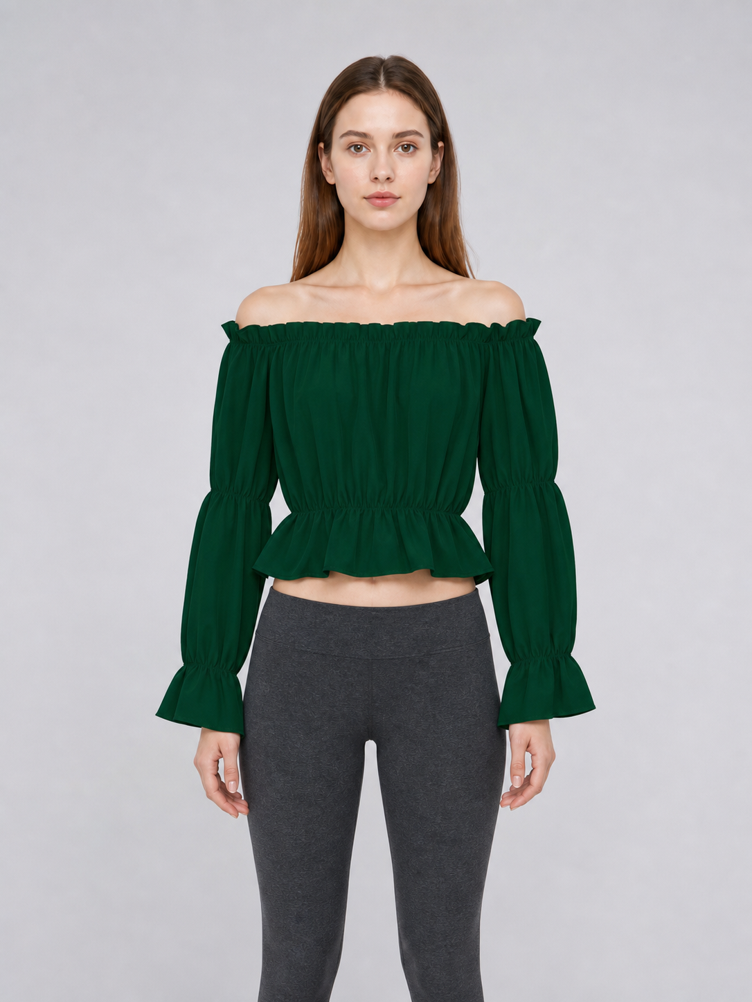 Off-the-Shoulder Blouse with Puff Sleeves