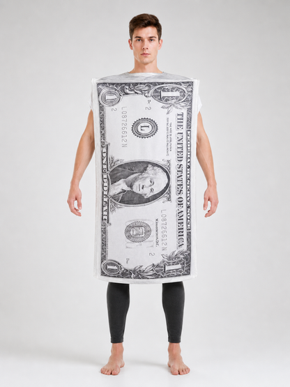 Carnival Costume Tunic with Dollar Bill Print
