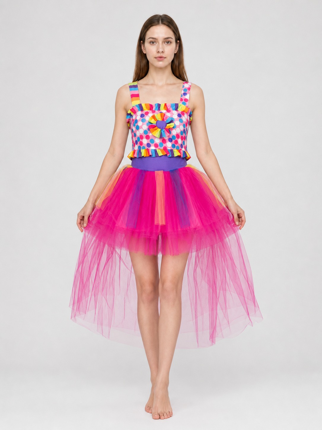 Carnival Clown Costume Dress with Hat