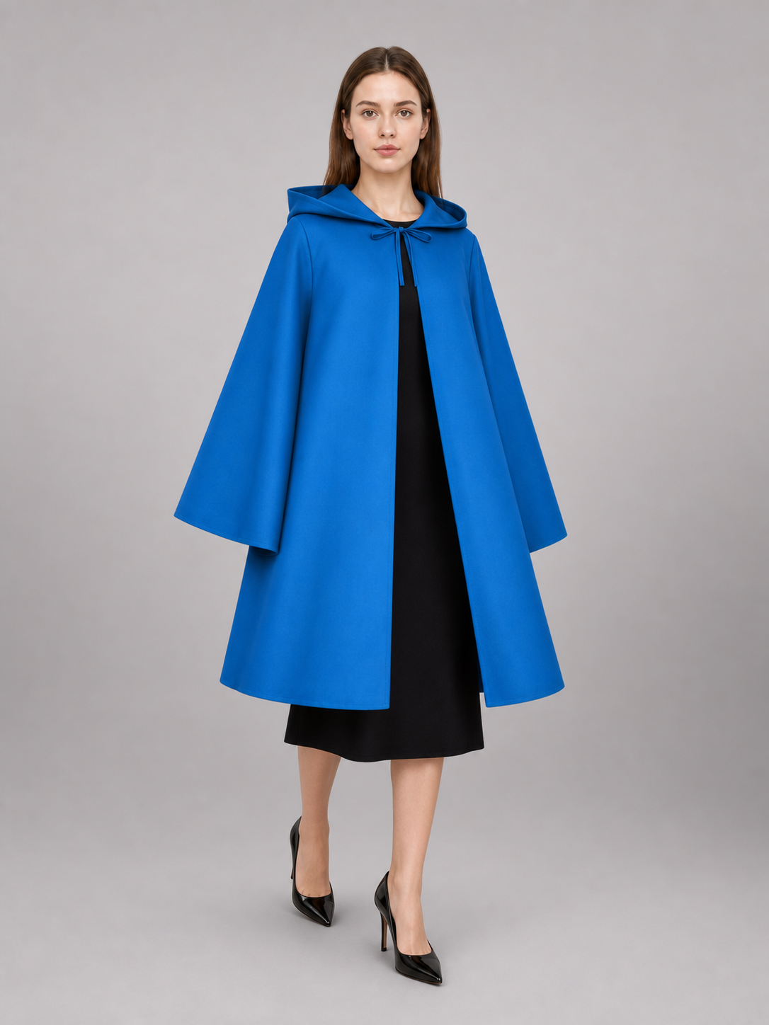 Bright Blue Zip-Up Hooded Raincoat