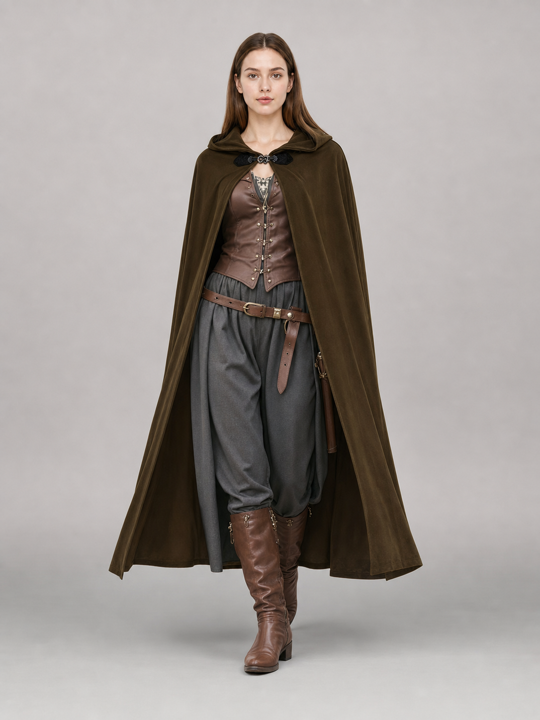 Brown Hooded Costume Cape