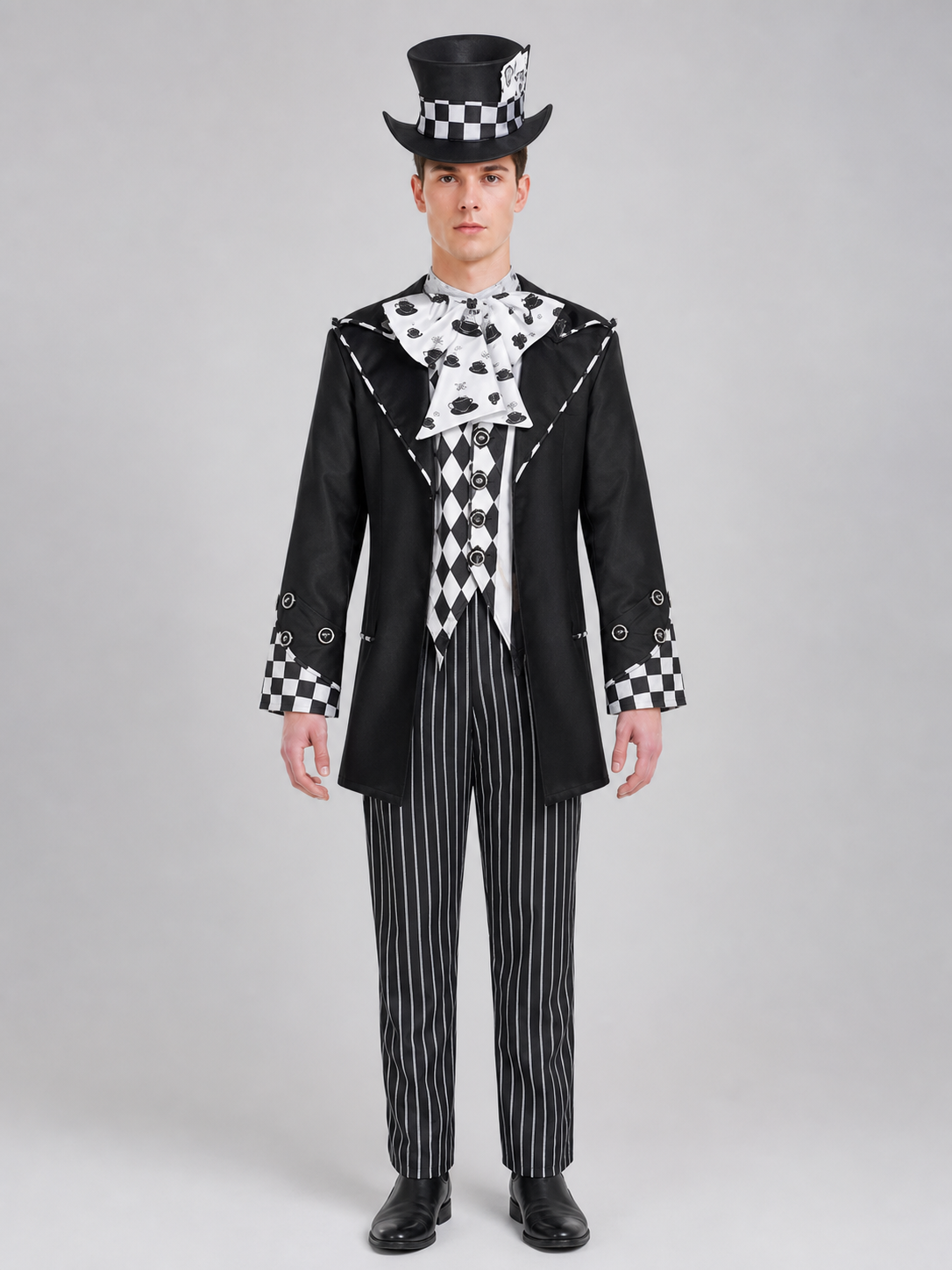 Gothic Magician Costume with Top Hat for Halloween