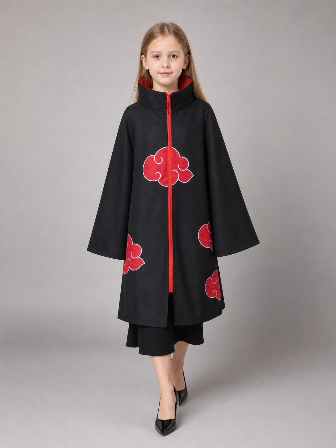 Black Cloak with Red Clouds for Cosplay