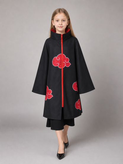 Black Cloak with Red Clouds for Cosplay