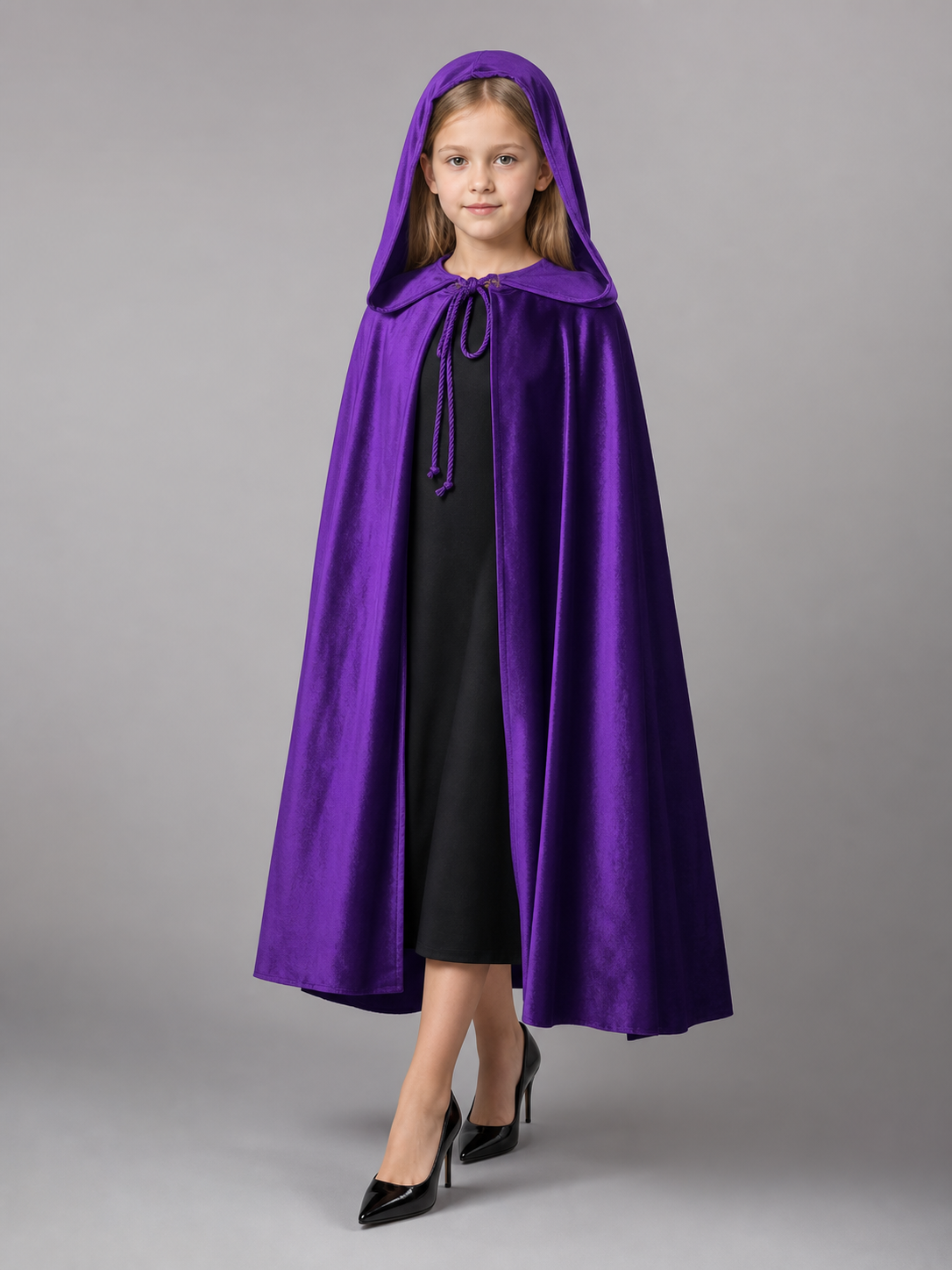 Purple Hooded Costume Cape