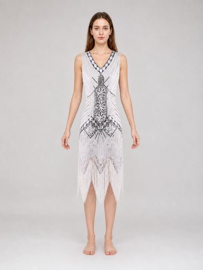 1920s-Style Fringe Dress with Sequins