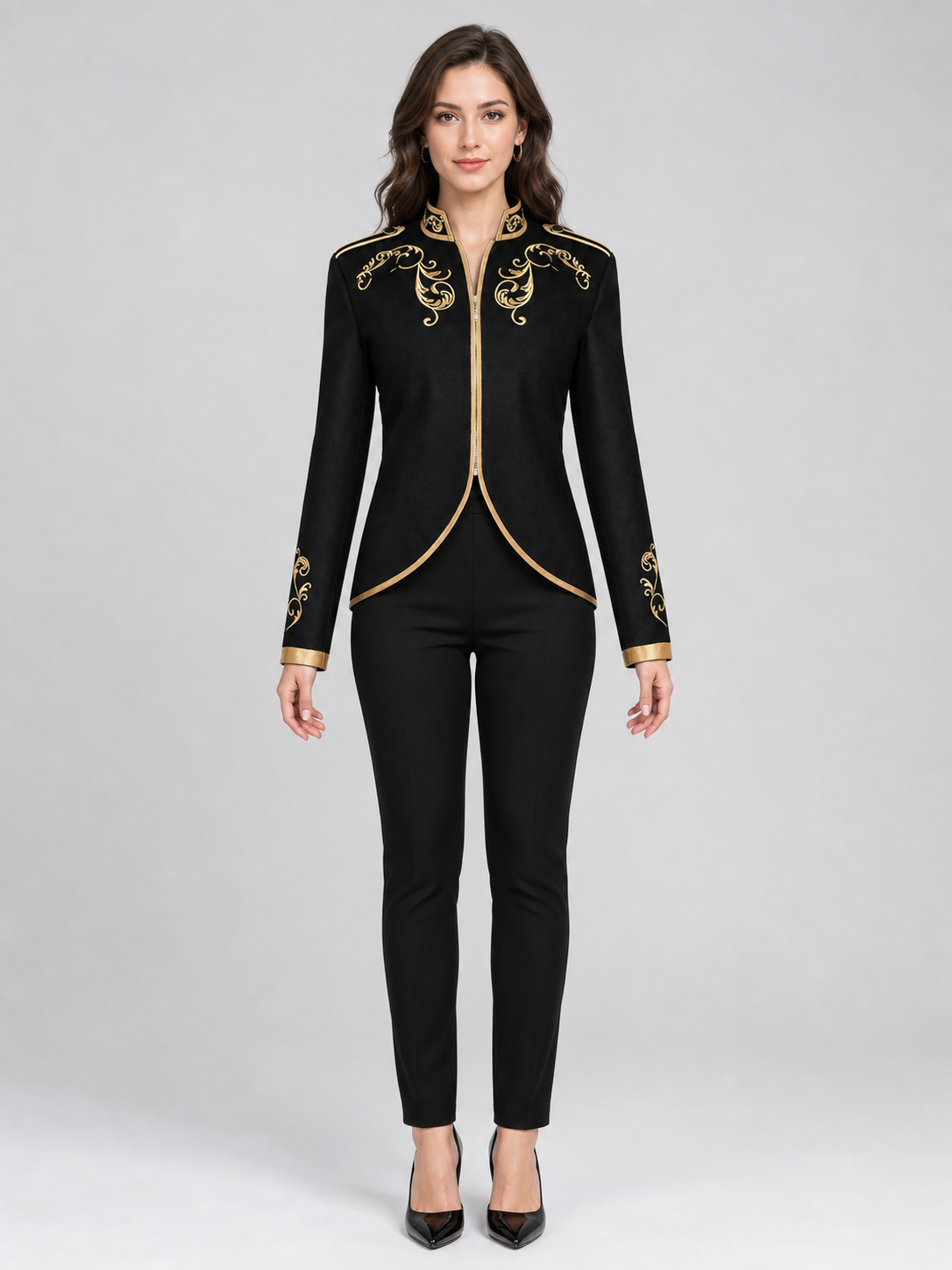 Cosplay Costume Jacket with Gold Embroidery