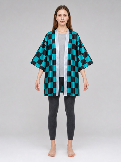 Tanjiro Checkered Cloak for Cosplay, Size M