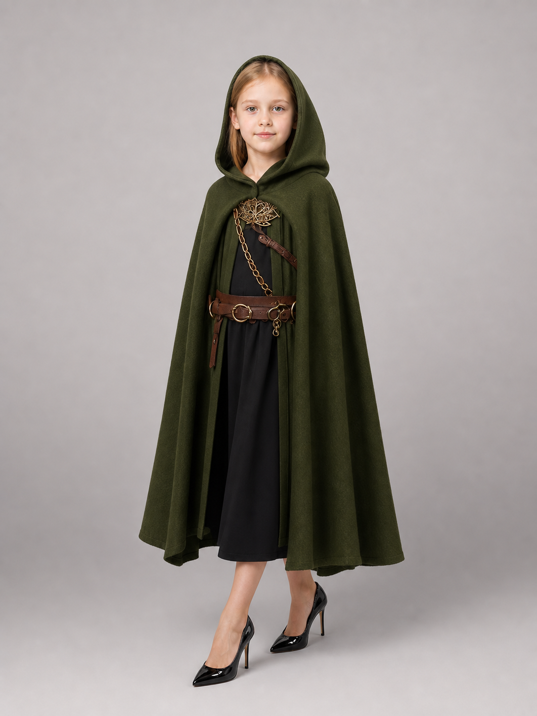 Green Hooded Carnival Cloak XL