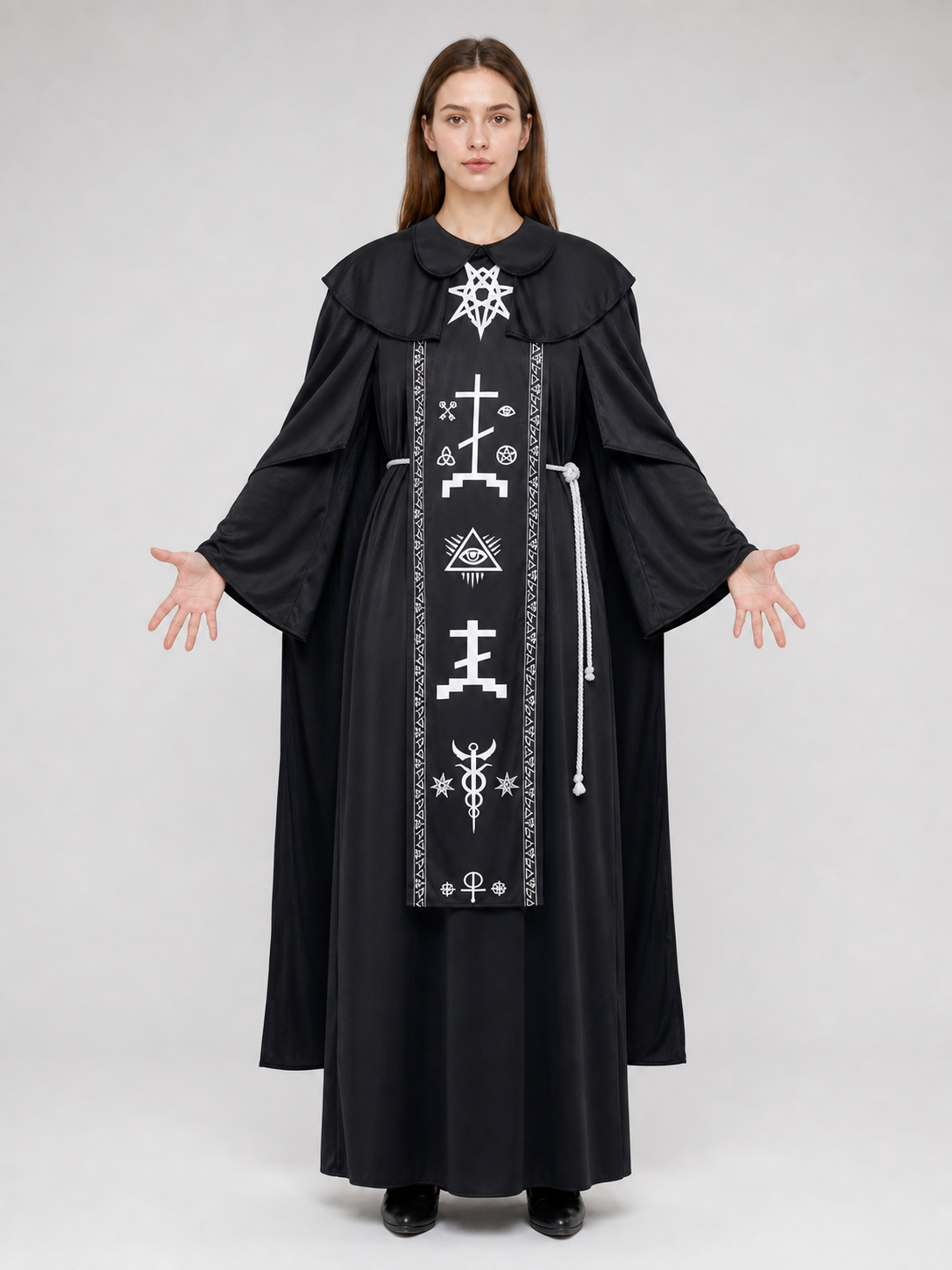 Black Gothic Hooded Cloak for Cosplay