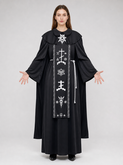 Black Gothic Hooded Cloak for Cosplay