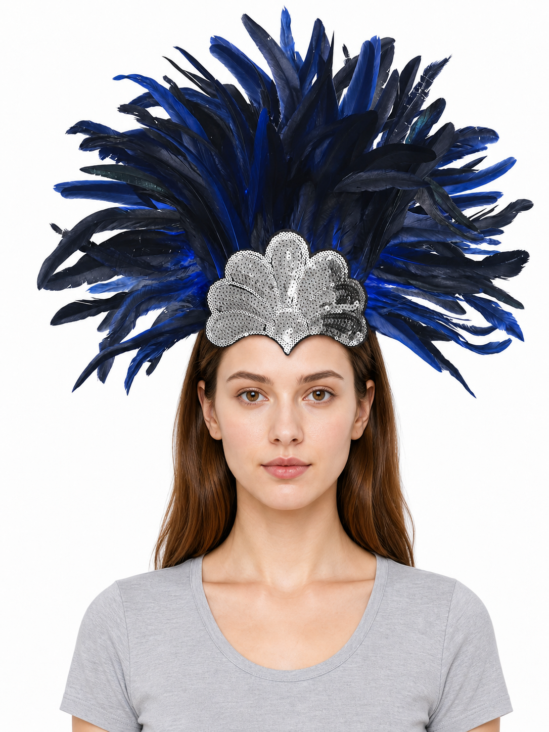 Carnival Headpiece with Blue Feathers