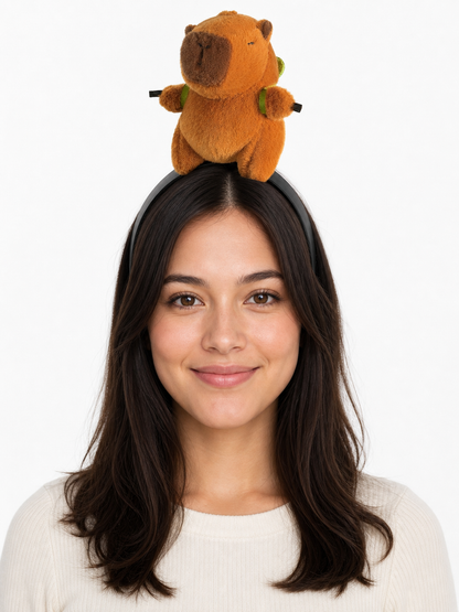 Carnival headband with a capybara in a turtle style
