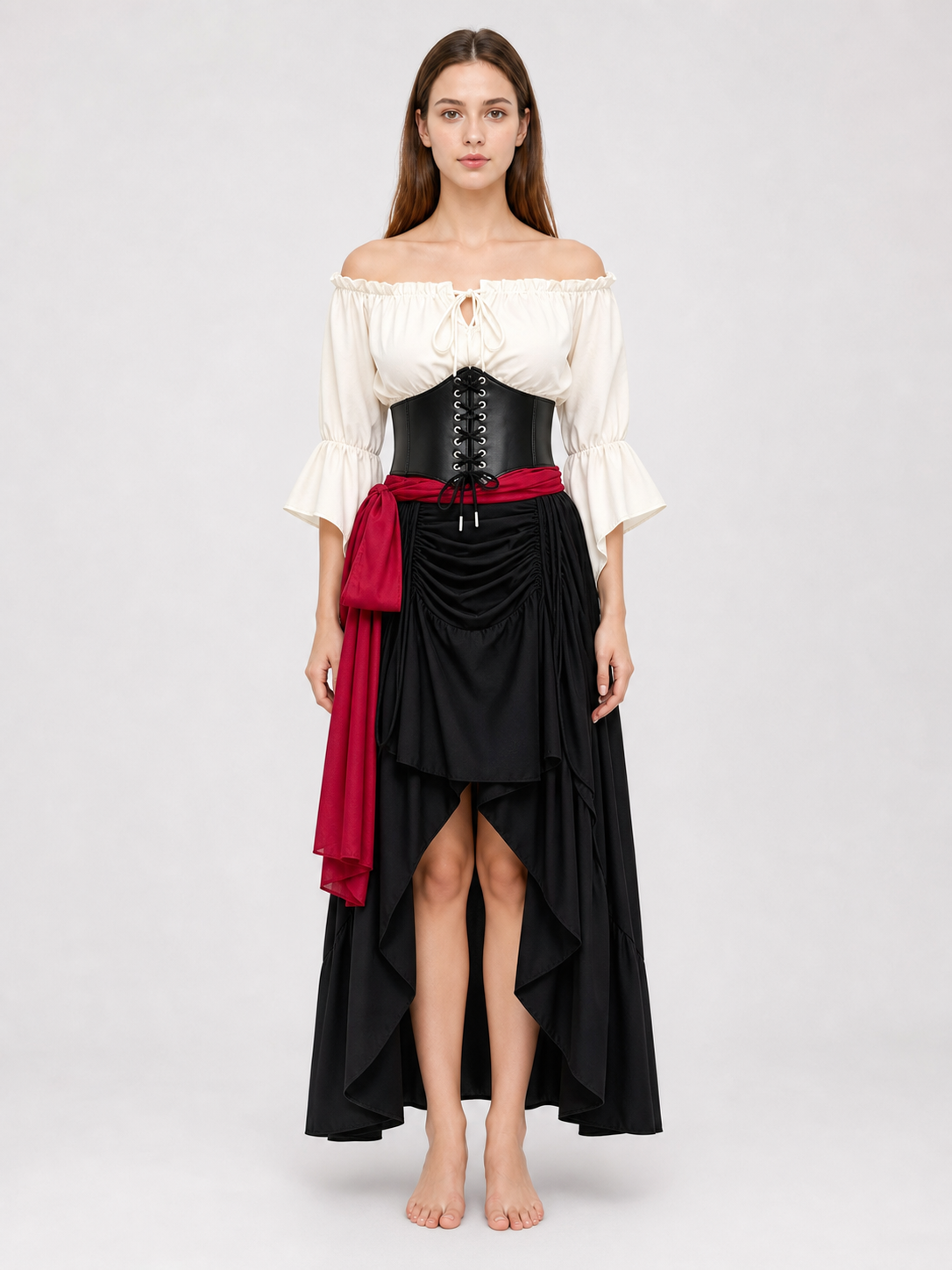 Pirate Costume with Corset and Layered Skirt
