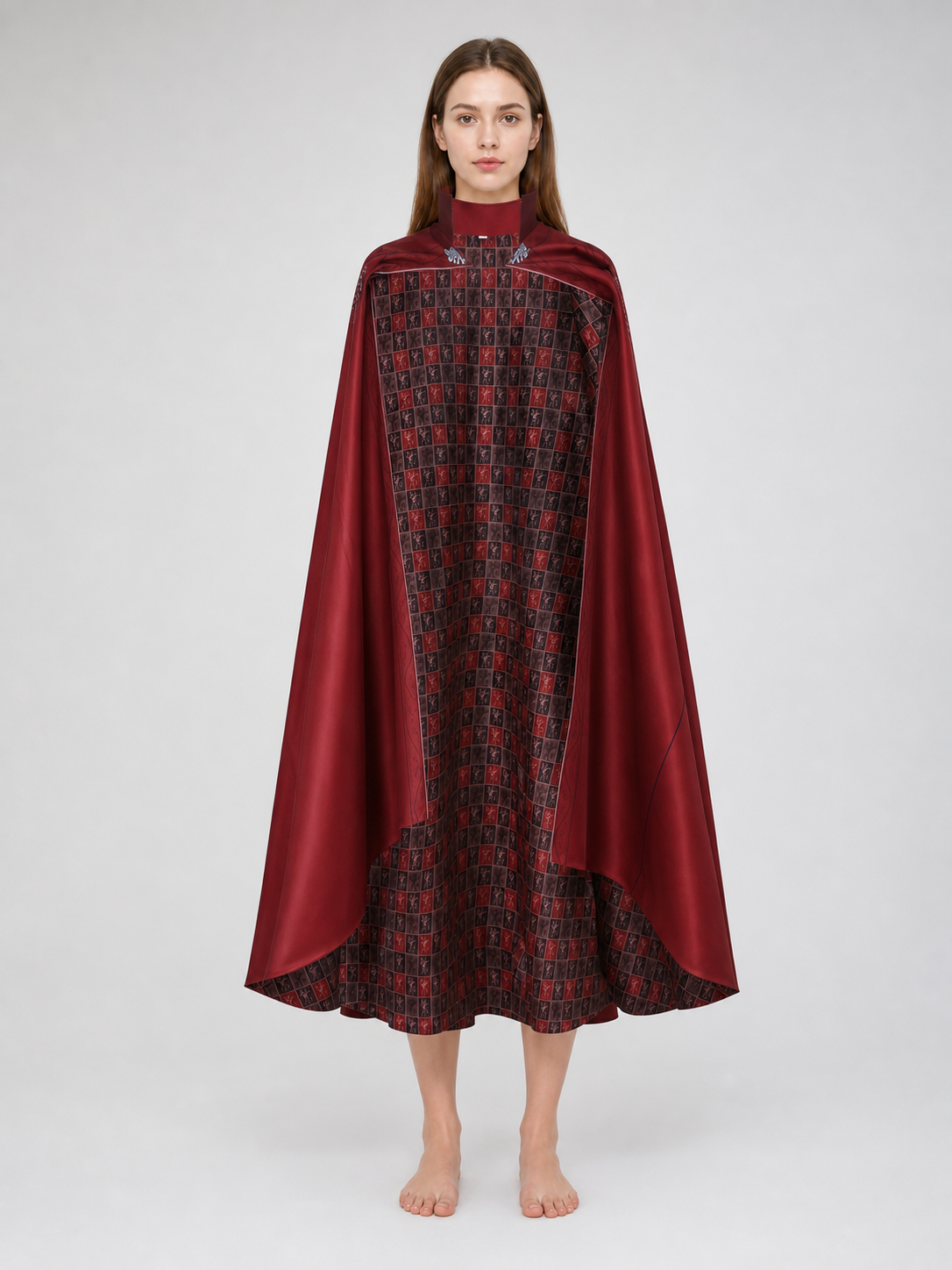 Red Cosplay Cloak with a High Collar