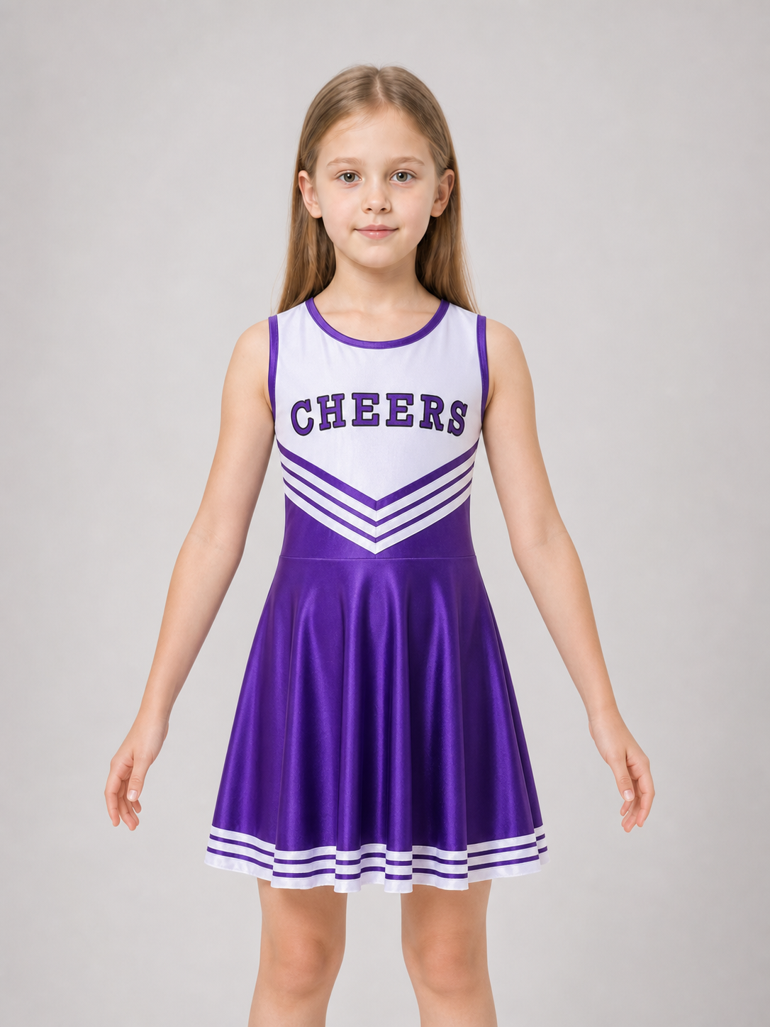 Cheerleading Costume with Pom-Poms and Knee-High Socks