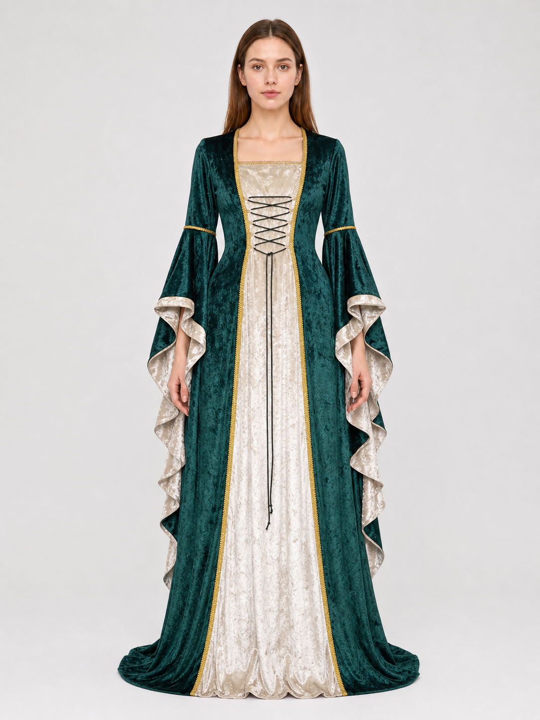 Medieval Renaissance-Style Dress with Train