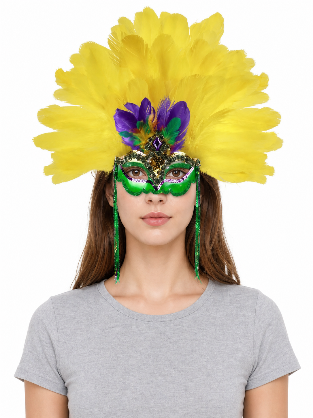 Carnival feather headdress with mask