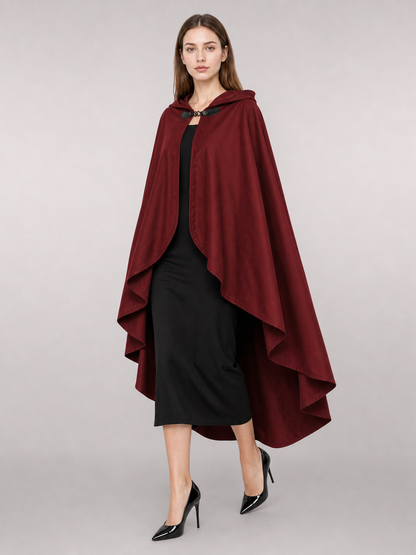 Burgundy Hooded Costume Cloak for Cosplay