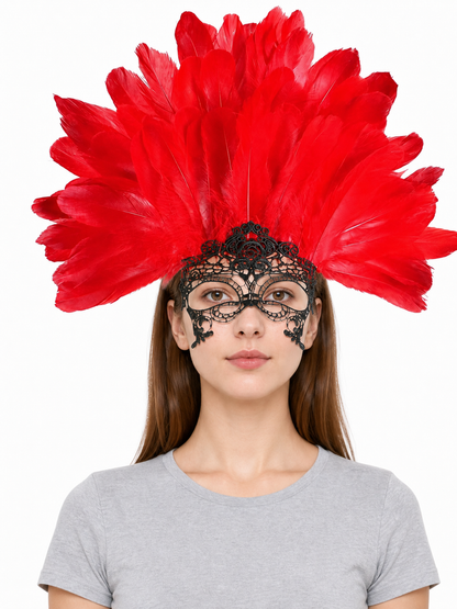 Carnival Headpiece with Red Feathers