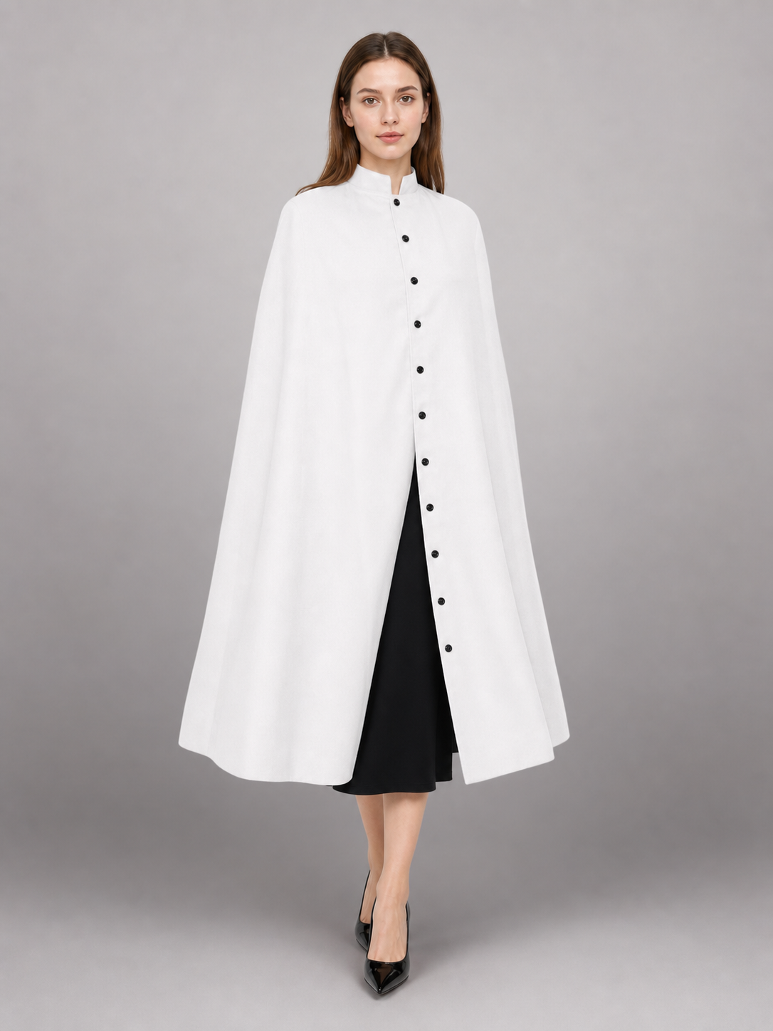 White Hooded Carnival Cloak for a Costume Look