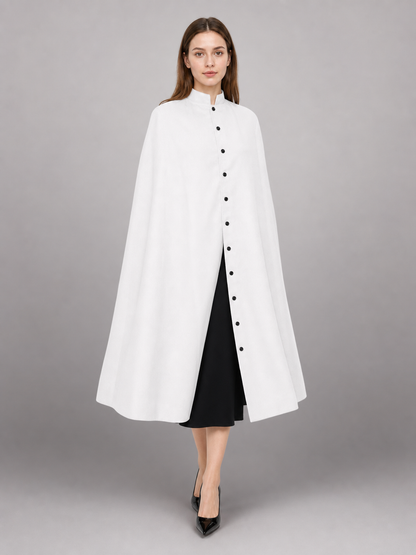 White Hooded Carnival Cloak for a Costume Look