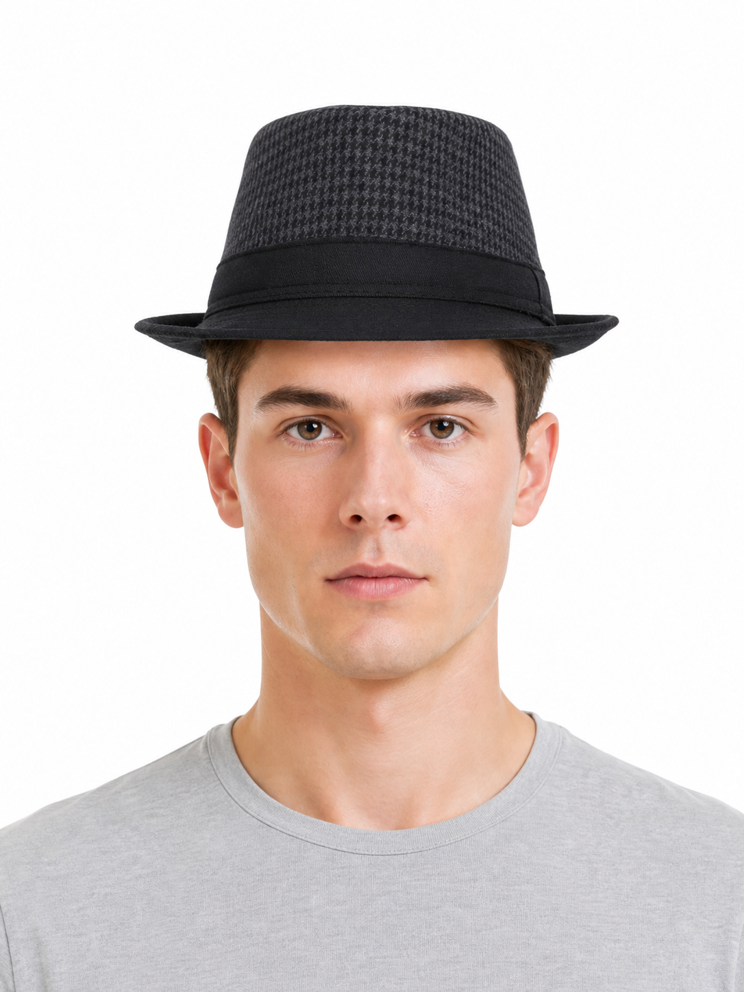 Men's Carnival Fedora Hat with Plaid Crown