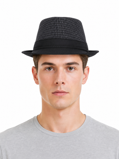 Men's Carnival Fedora Hat with Plaid Crown