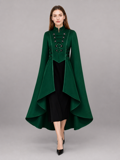 Green costume cloak with black inserts
